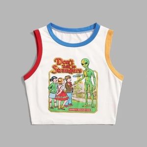 ROMWE X Stevenhodes Figure Graphic Ringer Tank Top Size L NWT